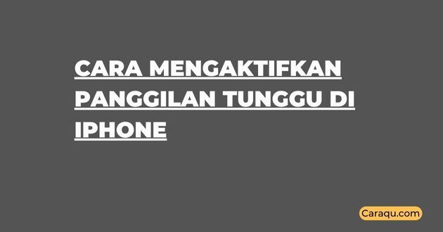 Cara Mengaktifkan Panggilan Tunggu di iPhone